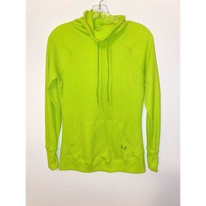 Under Armour Size Small Waffle Knit Sweater Pullover Funnel Neck Lime Neon Green